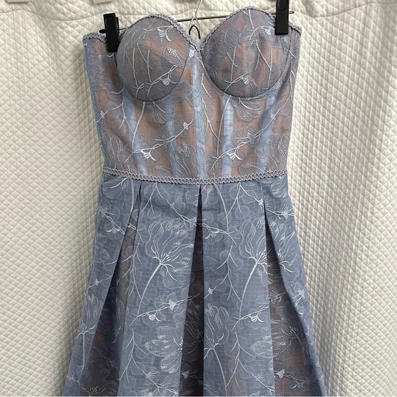 NWT NIB NADINE MERABI Olivia Blue Dress S/M bridesmaid princess corset lace - Picture 1 of 16